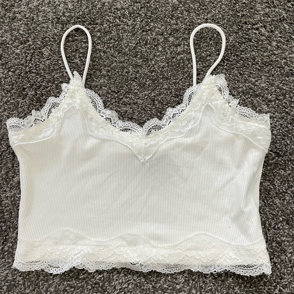 White Cropped Lace Top - Picture 1 of 3